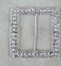 Square chair back buckle 52mm high with diamante acrylic stones.