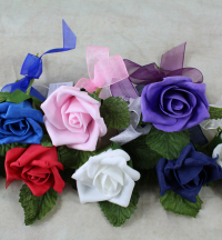 Single Foam Rose 5cm Corsage With Ribbon And Foliage Leaves Ivory