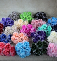 Large 5.5cm Foam Roses With Tulle Wrapping