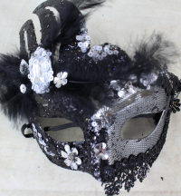 3 x Two Tone Mask With Gems & Marabou