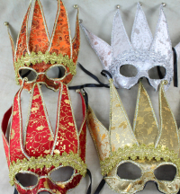 3 x Christmas Print Jester Masks