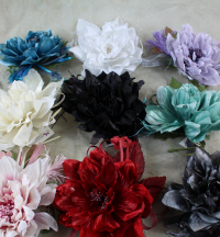 Satin Dahlia Corsage With Tallel And Ribbon Streamers