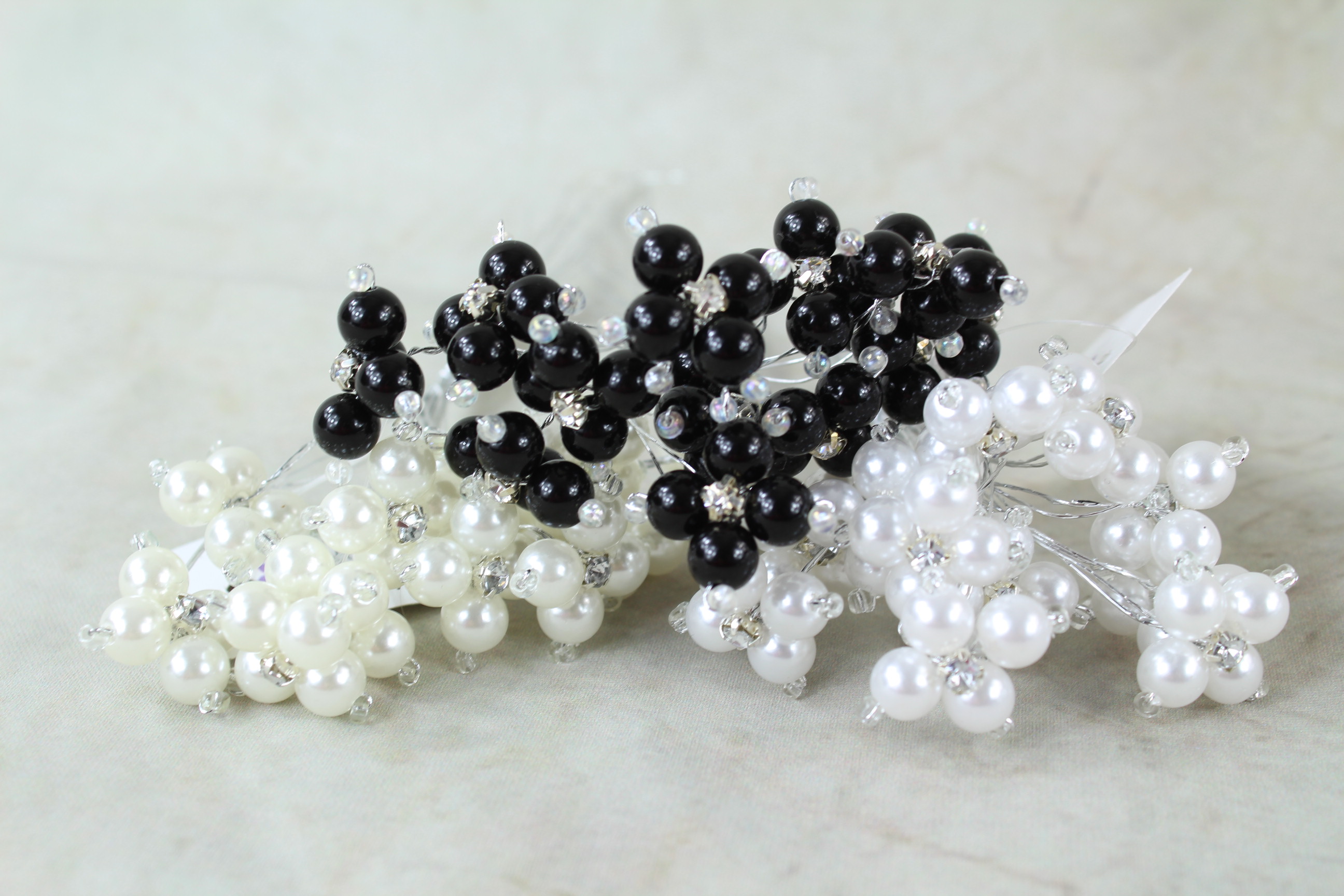 12 x 6mm Pearl With Rhinestone Clusters