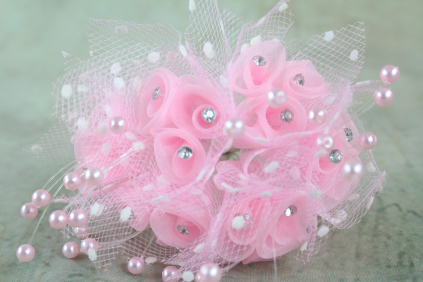 Our Pink Rosette & Diamante Bunches