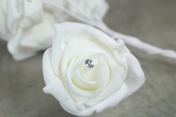 White Diamante Foam Rose