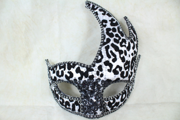 Silver Leopard Print Mask