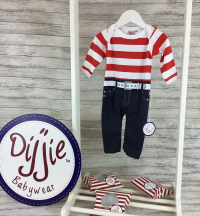 Red & White Striped Romper Suit 