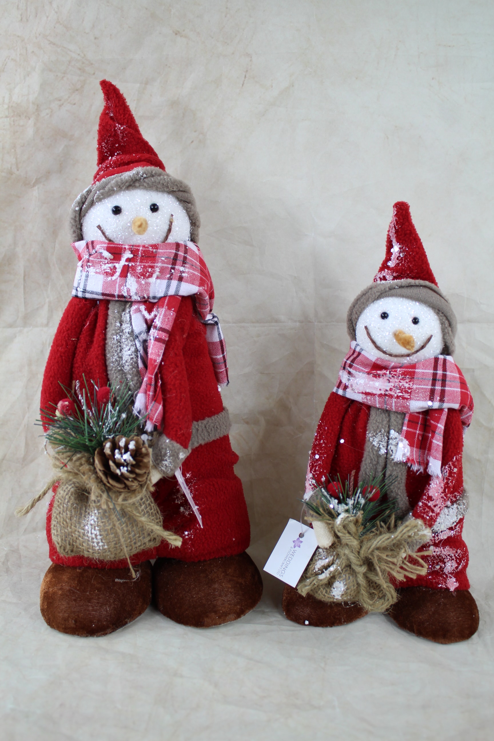 2 x snowman with sack (1 x large, 1 x small)