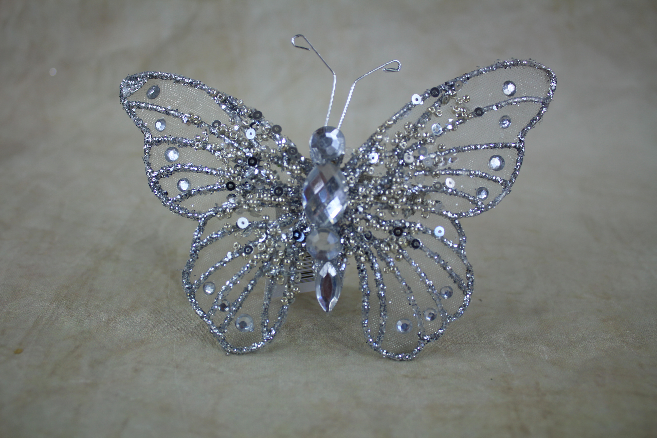 2 x 14cm gem butterflies on clips
