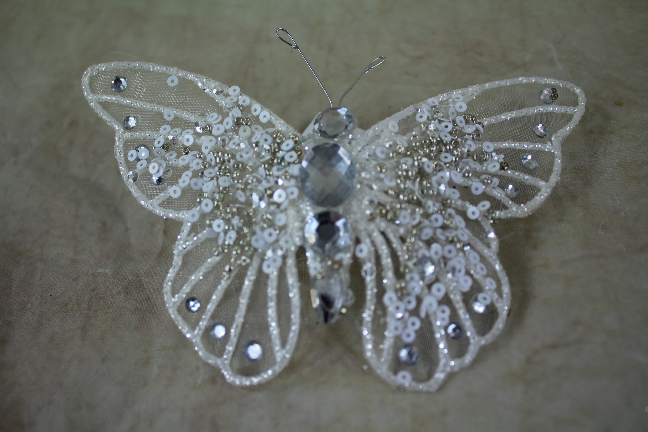 2 x 14cm gem butterflies on clips