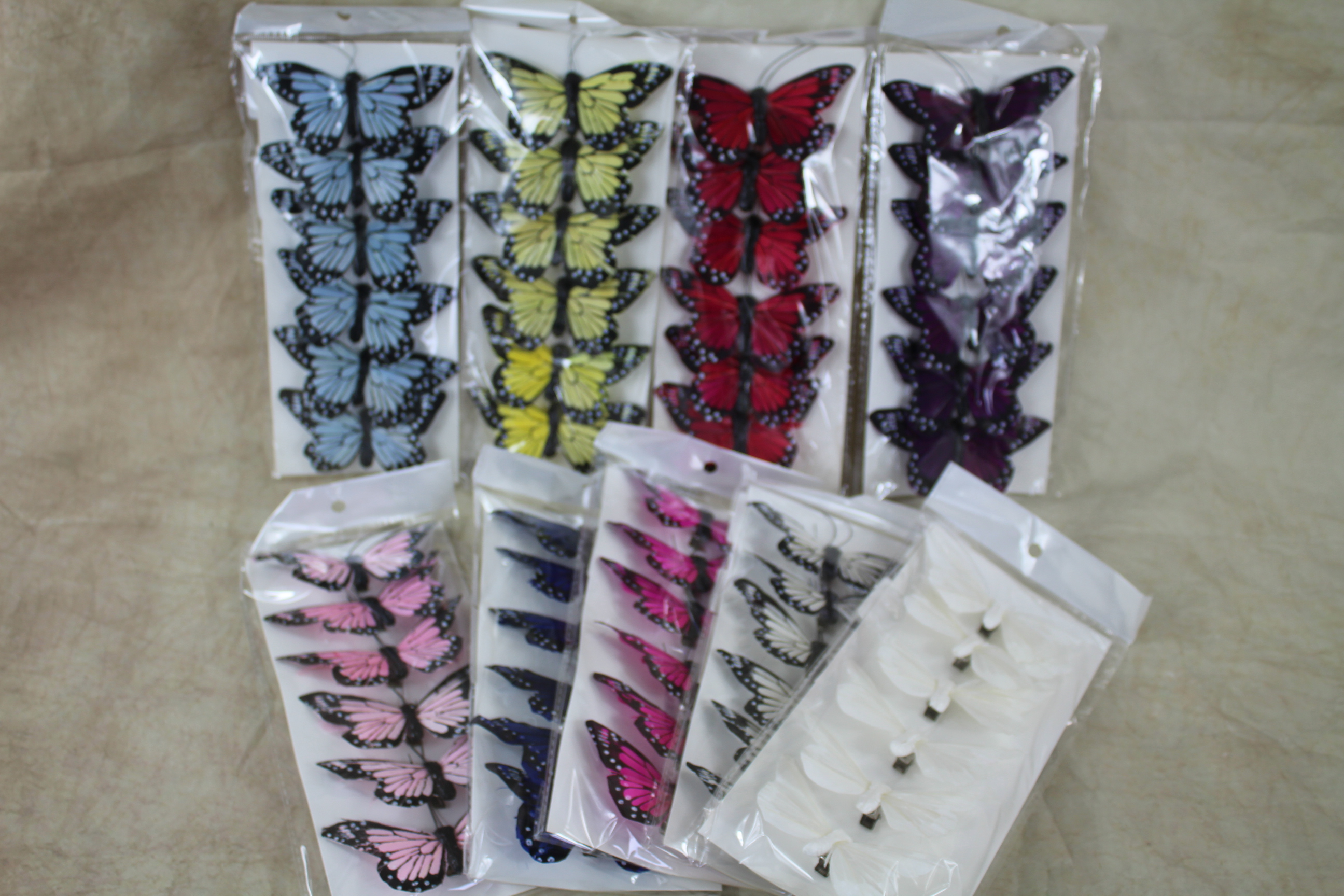 12 x 6 10cm feather butterflies on clips