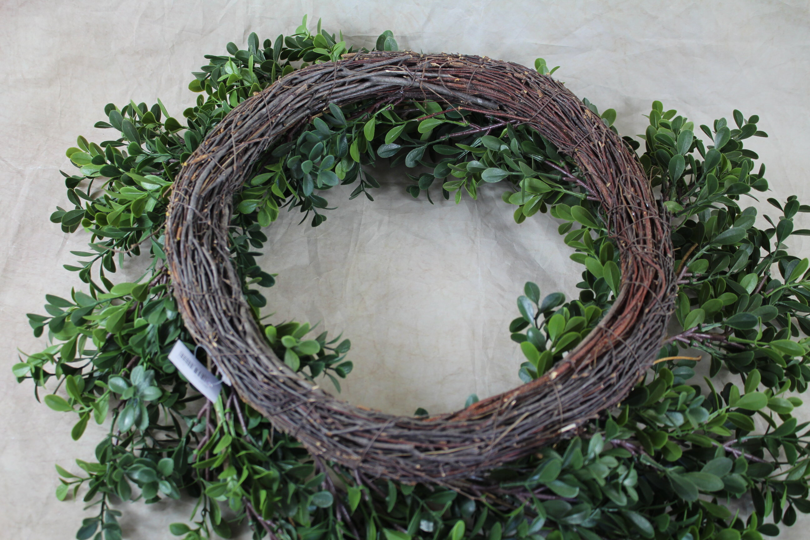 2 x 55cm box leaf wreath on twig base