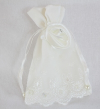 Satin Pouch With Lace Rhinestone Dolly Bag