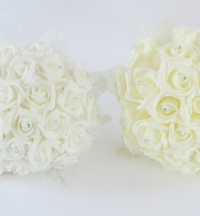 Posey Of 24 Rhinestone Centred Foam Flower Bouquet Ivory 