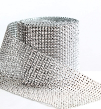 This is our 12cm wide bling roll rhinestone mesh ribbon.