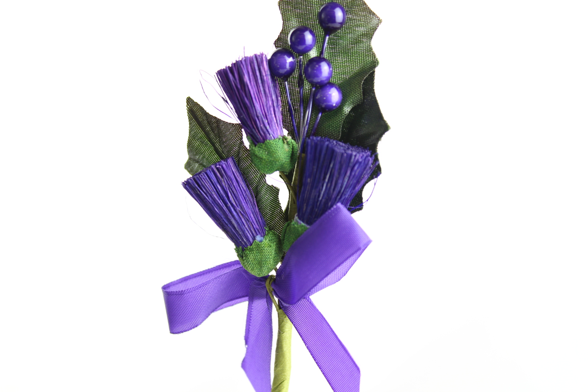 Thistle Stems With Ribbon And Beads