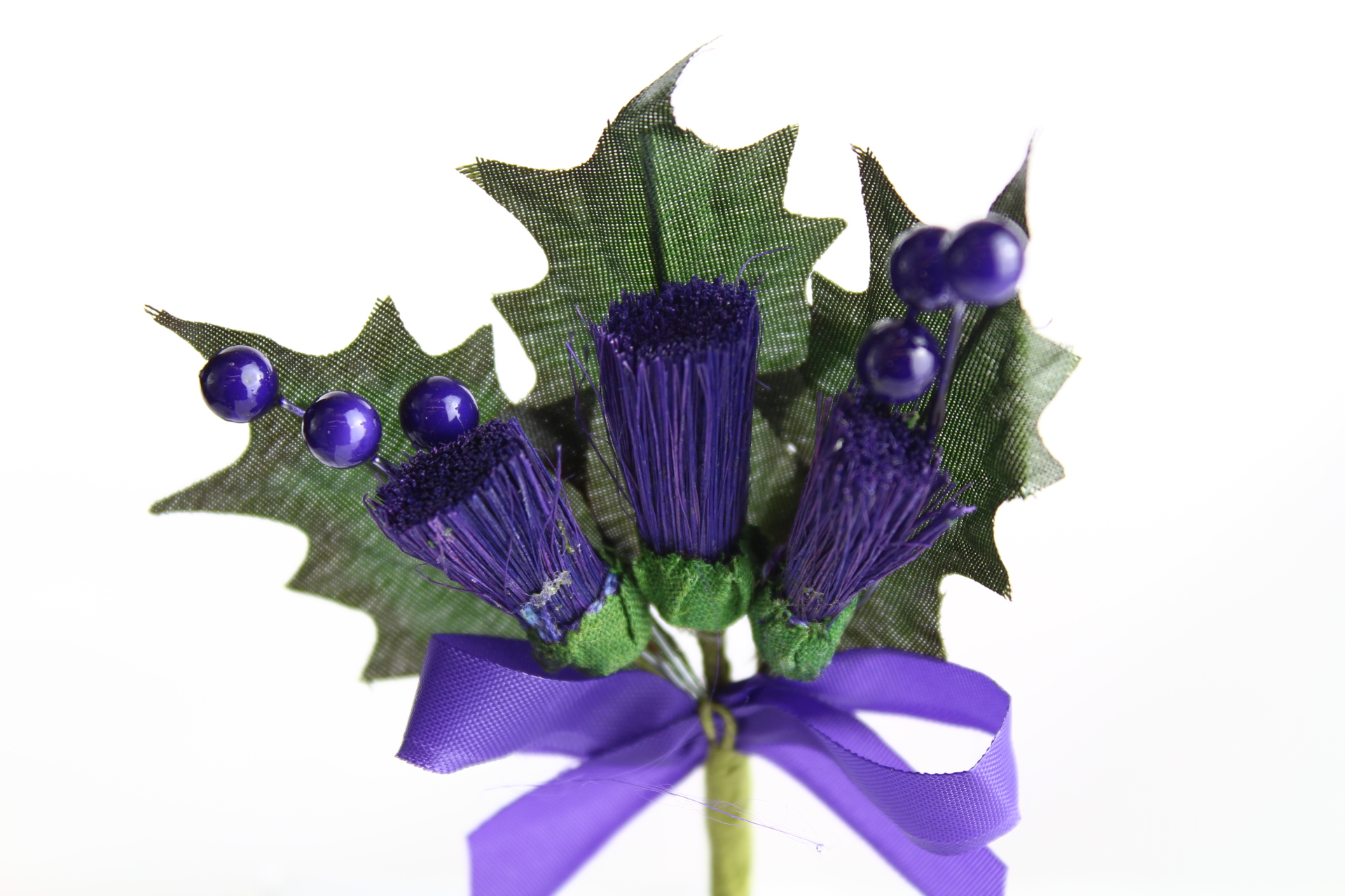 Large Thistle Stems With Ribbon And Beads