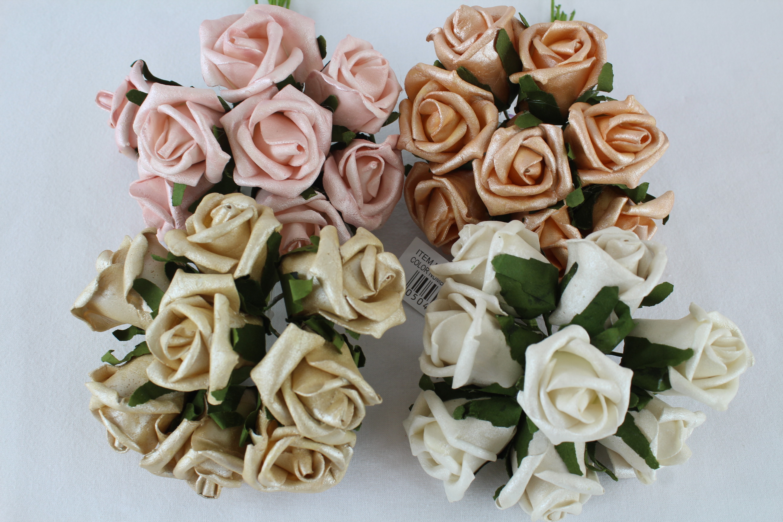 6 x Pearlised Foam Rose Buds Bunches