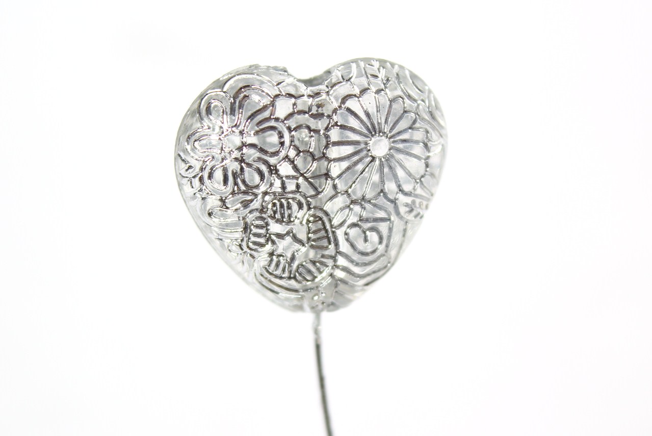 Pick Stems With Silver Embossed Hearts
