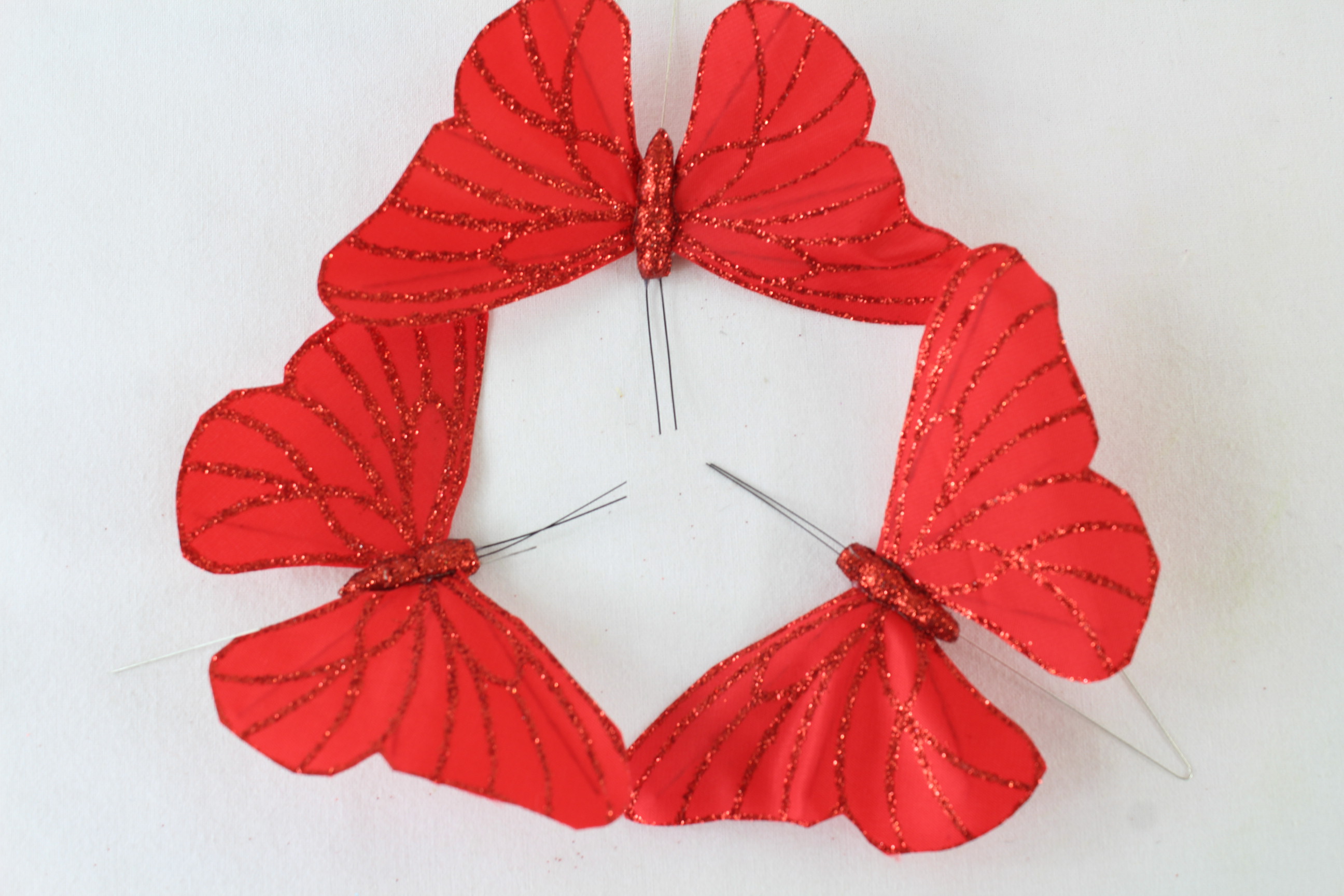 36 x 10cm Satin Butterfly With Wire Stems