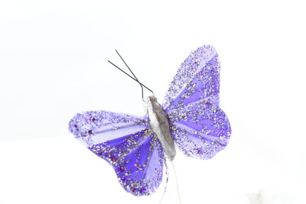 Our Lilac large artificial Butterfly on steel wire stem
