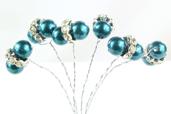 Our beautiful Teal beaded pick stems