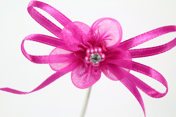 Our fuchsia chiffon flower bow perfect for crafting