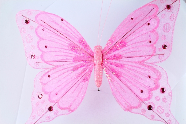 27cm wide Pink artificial Butterfly with Diamonte stones.