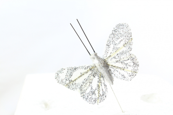 White/Silver Butterfly with glitter wings.